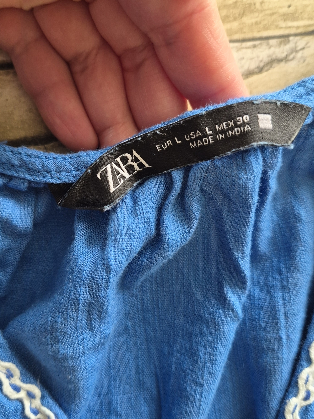 ​ZARA Maxi Dress Large Blue Embroidered Tiered Boho Peasant Festival Summer - Picture 3 of 9